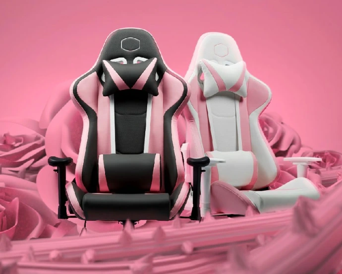 Caliber R1S Rose Gaming Chair - Rose White & Rose Gray