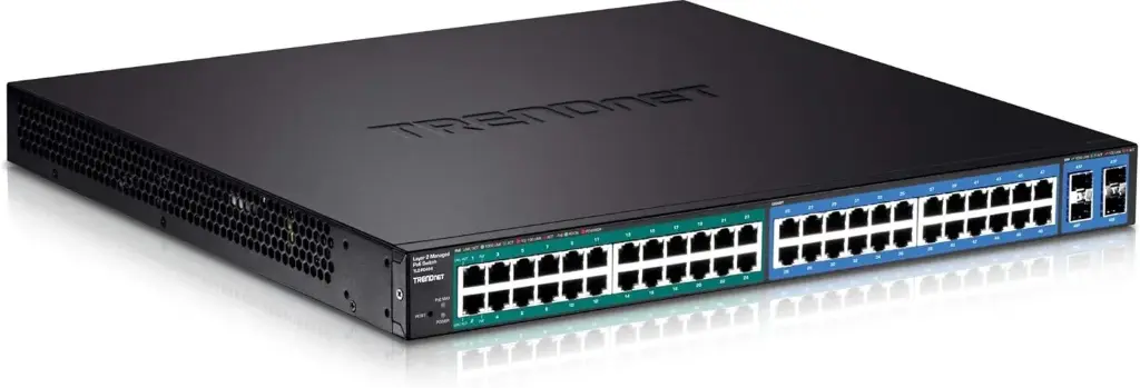 TRENDnet 48-Port Gigabit PoE+ Managed Layer 2 Switch with 4 shared SFP slots