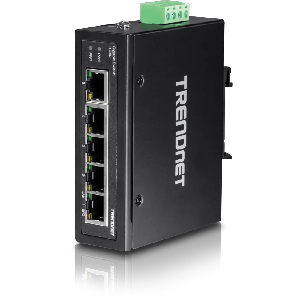 TRENDnet 5-Port Hardened Industrial Gigabit DIN-Rail Switch