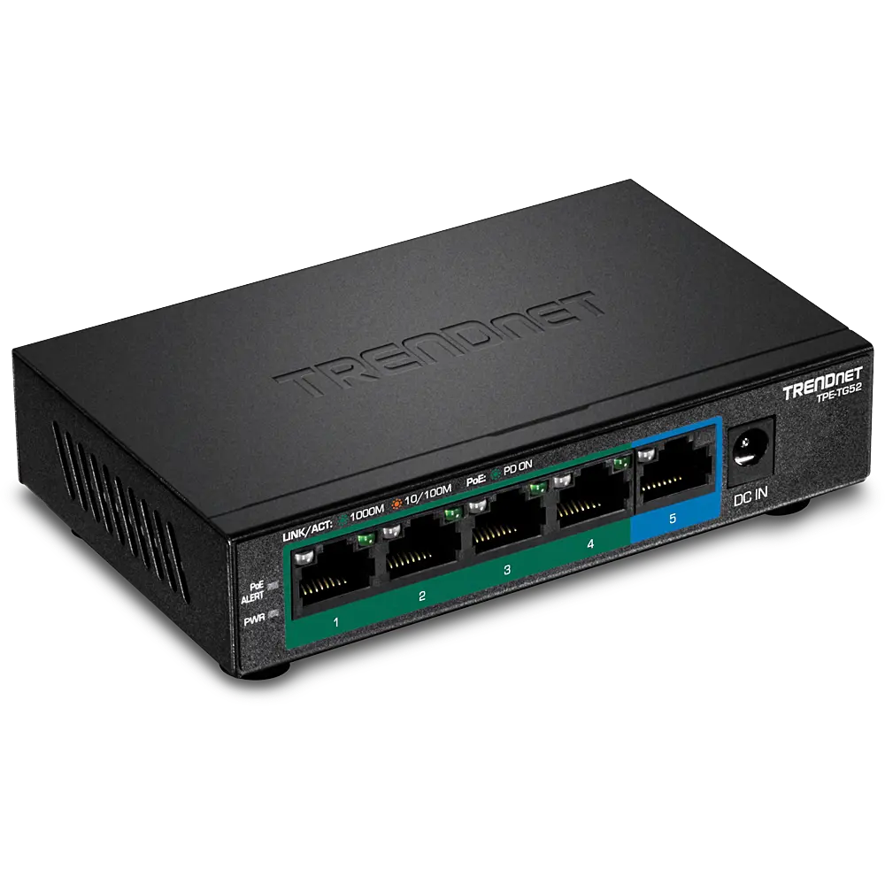 [TPE-TG52] TRENDnet 5-Port Gigabit PoE+ Switch
