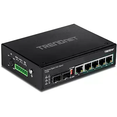 TrendNet TI-PG62 6-Port Hardened Industrial Gigabit PoE+ DIN-Rail Switch