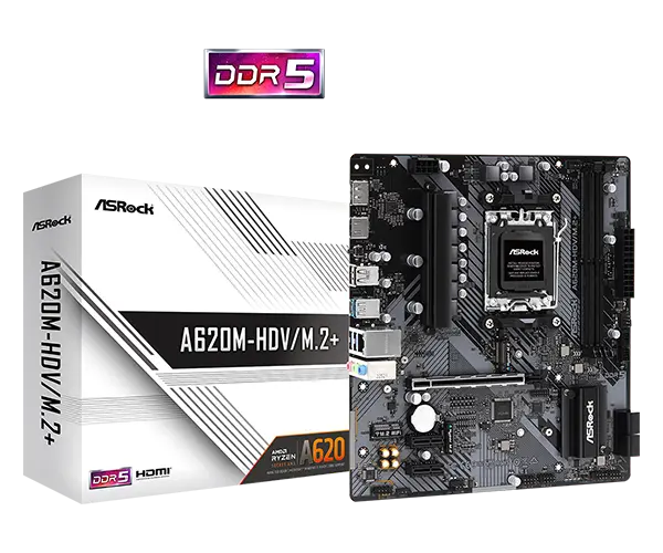 [90-MXBLK0-A0UAYZ] ASRock A620M-HDV/M.2+ 600 Series AMD Micro ATX Motherboard