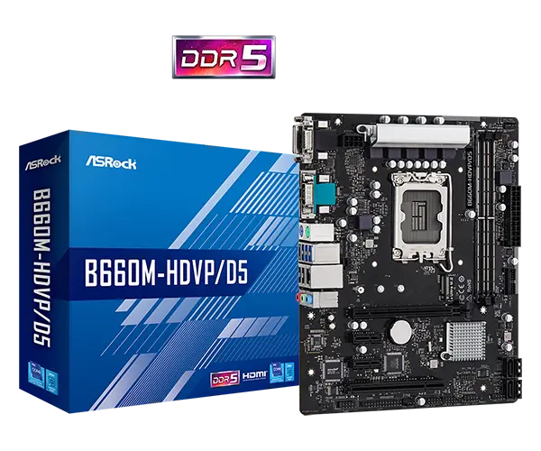 ASRock B660M-HDVP/D5 LGA1700 Intel B660 SATA 6Gb/s DDR5 Micro ATX Motherboard