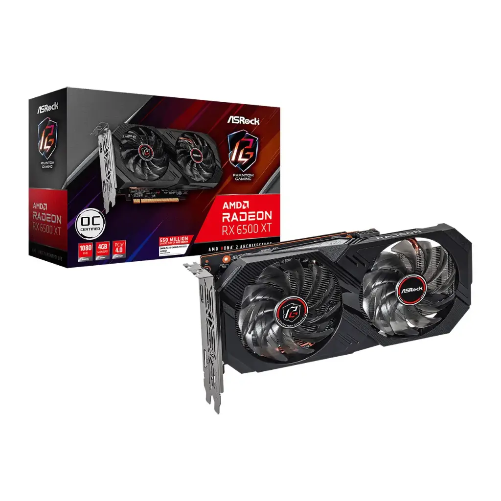 [90-GA3DZZ-00UANF] Asrock Phantom Gaming RX 6500 XT 4GB OC AMD Radeon RX 6500 XT GDDR6 