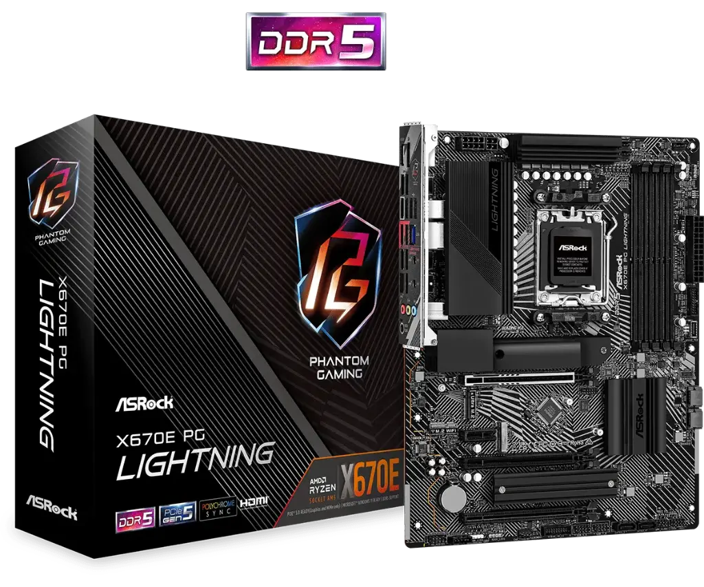 ASRock AMD Ryzen X670E PG Lightning AM5 PCIe 5.0 SATA 6Gb/s ATX Motherboard