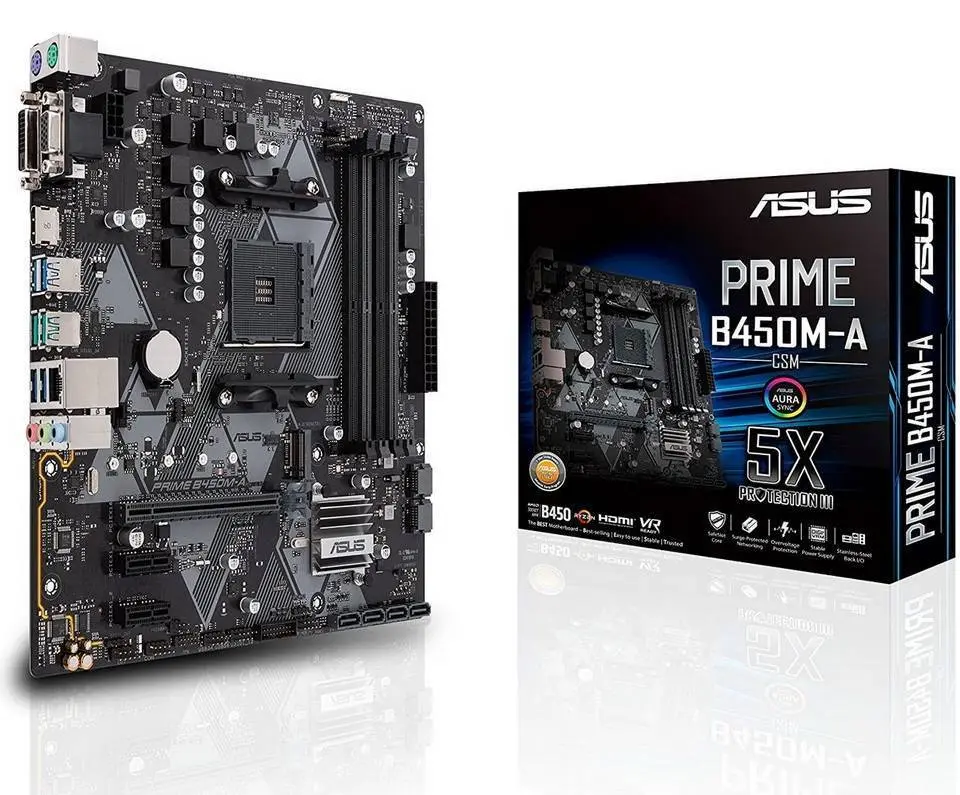 ASUS PRIME B450M-A/CSM AM4 AMD B450 SATA 6Gb/s USB 3.1 HDMI Micro ATX AMD Motherboard