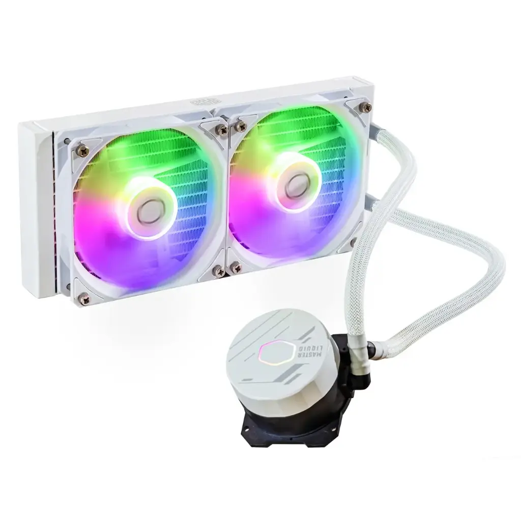 CoolerMaster MasterLiquid 240L Core ARGB CPU Liquid Cooler - White 
