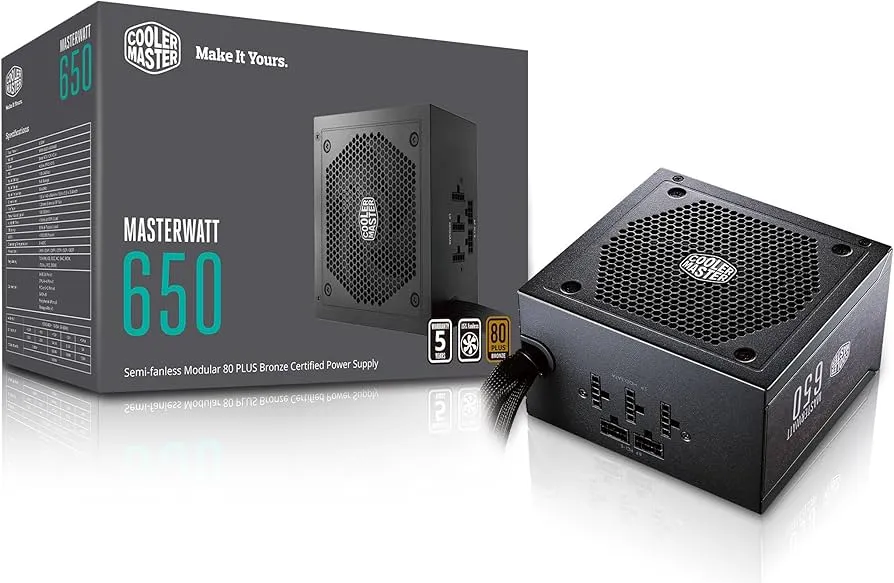CoolerMaster MasterWatt 650 80 Plus Bronze Certified ATX PSU