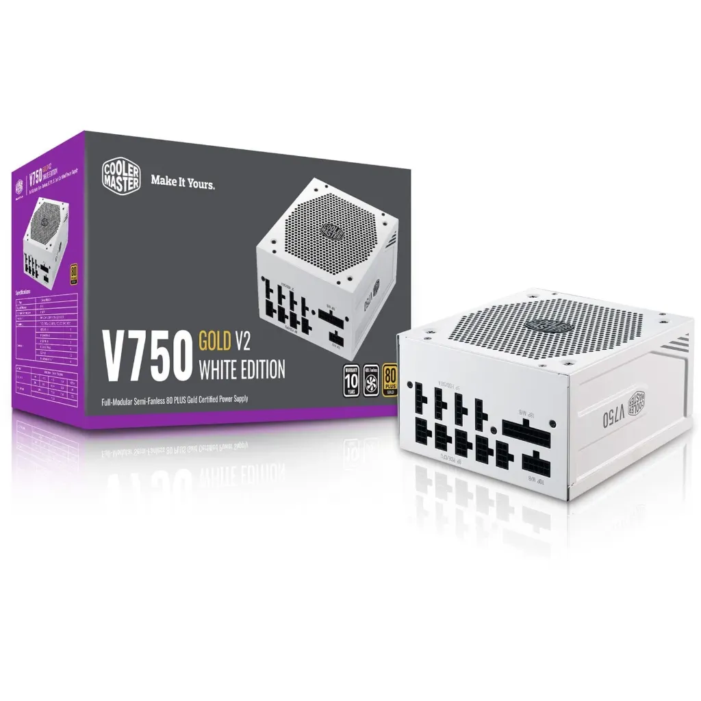 CoolerMaster V750 Gold V2 Full-Modular ATX Power Supply - White