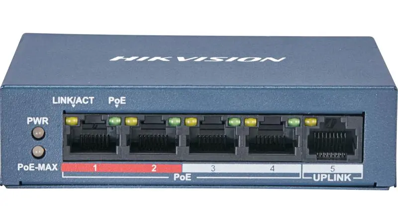 Hikvision 4-ports 100Mbps Unmanaged PoE Switch ,DS-3E0105P-E/M(B)  سويتش شبكي هيكفيجين اربع مداخل 