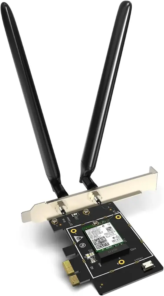 [E33] Tenda WiFi 6E Card(E33), AXE5400 Tri-Band Wireless PCIE WiFi Card for Desktop PC with Bluetooth 5.2