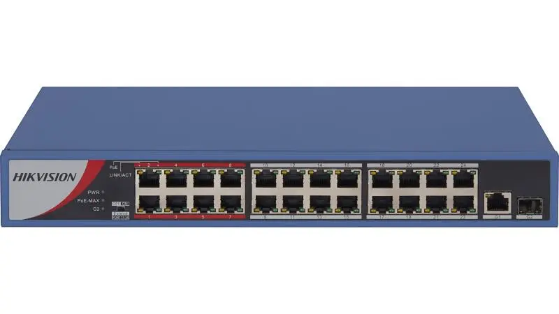 Hikvision long reach 24 Port PoE Switch up to 250 Meters