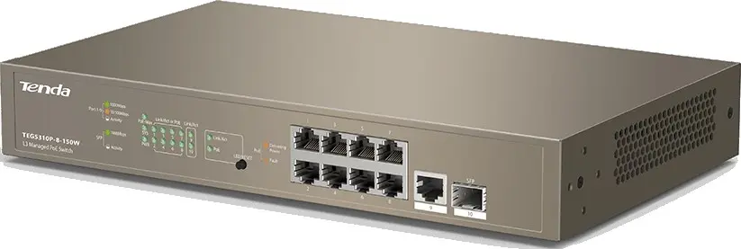Tenda TEG5310P-8-150W Layer-3 Managed PoE Switch 9PoE Ports with 1SFP