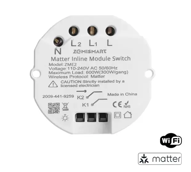 Zemismart Matter over WiFi Smart Light Switch DIY Breaker Module Homekit SmartThings Remote Control 2 Way