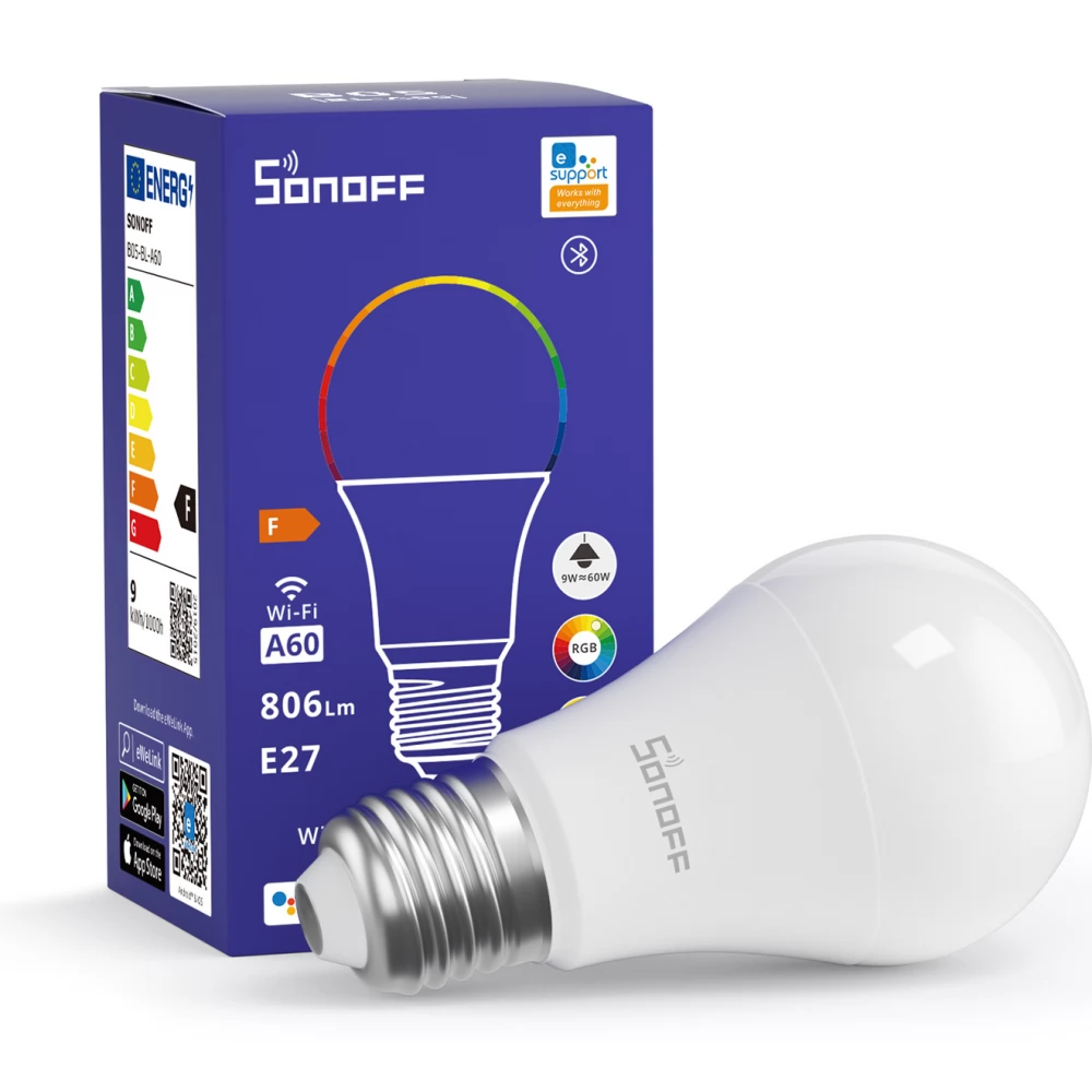 لمبة ليد ملونه ذكية بخاصية الواي فاي SONOFF B05-BL-A60 WiFi+Bluetooth RGBCW Smart LED Bulb