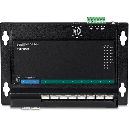 TRENDnet 10-Port Industrial Gigabit PoE+ Wall-Mounted Front Access Switch TI-PG102F (Version v1.0R)