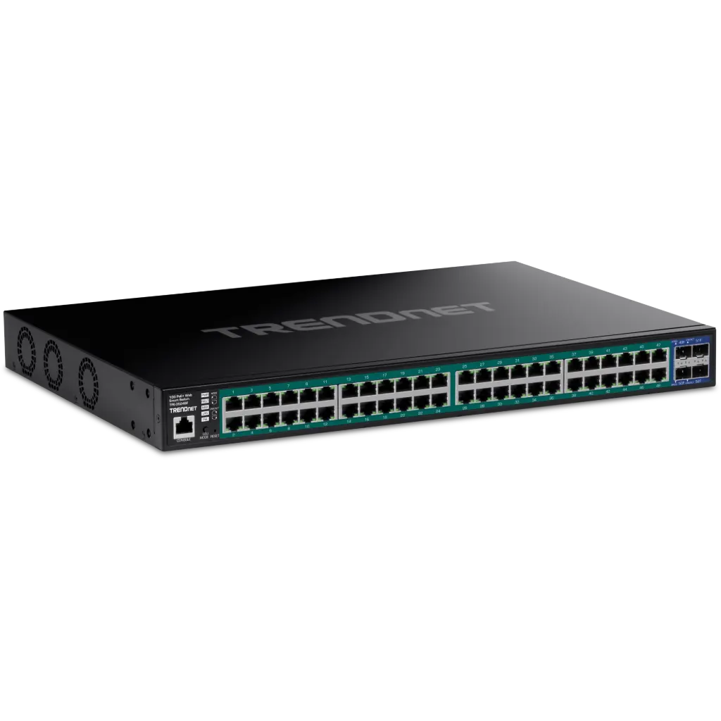 [TPE-3524SF] TRENDnet TPE-3524SF, 52-Port Gigabit Web Smart 740W PoE+ Switch with 10G SFP+ Slots