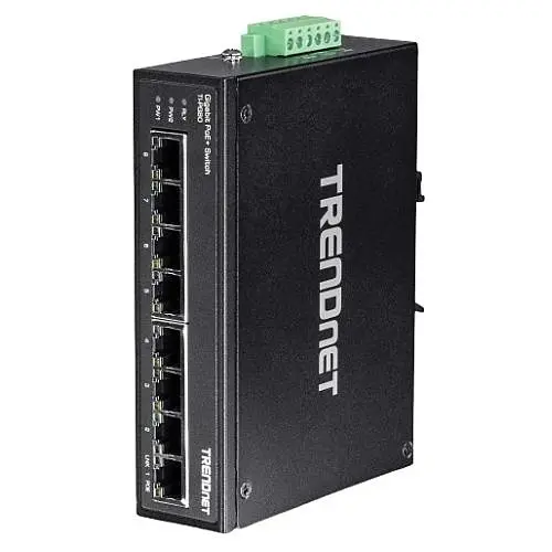 TRENDNET TI-PG80 8-Port Hardened Industrial Gigabit PoE+ DIN-Rail Switch