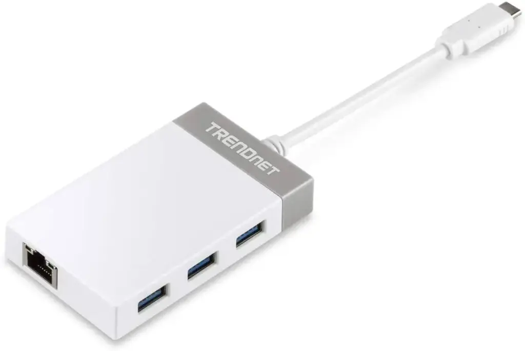 TRENDnet USB-C to Gigabit Adapter + USB Hub, model TUC-ETGH3
