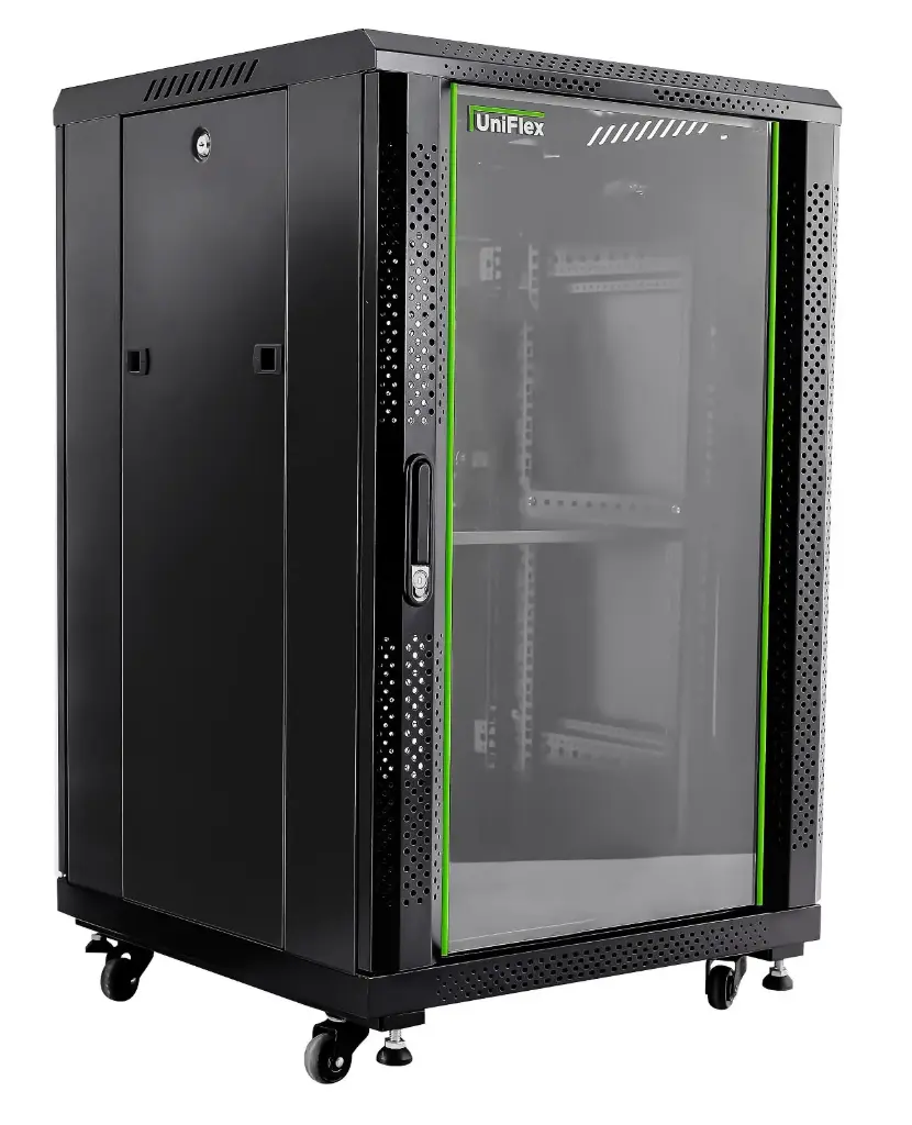UniFlex Floor Standing Rack 18U 600*800mm with 2-fans and side locks 