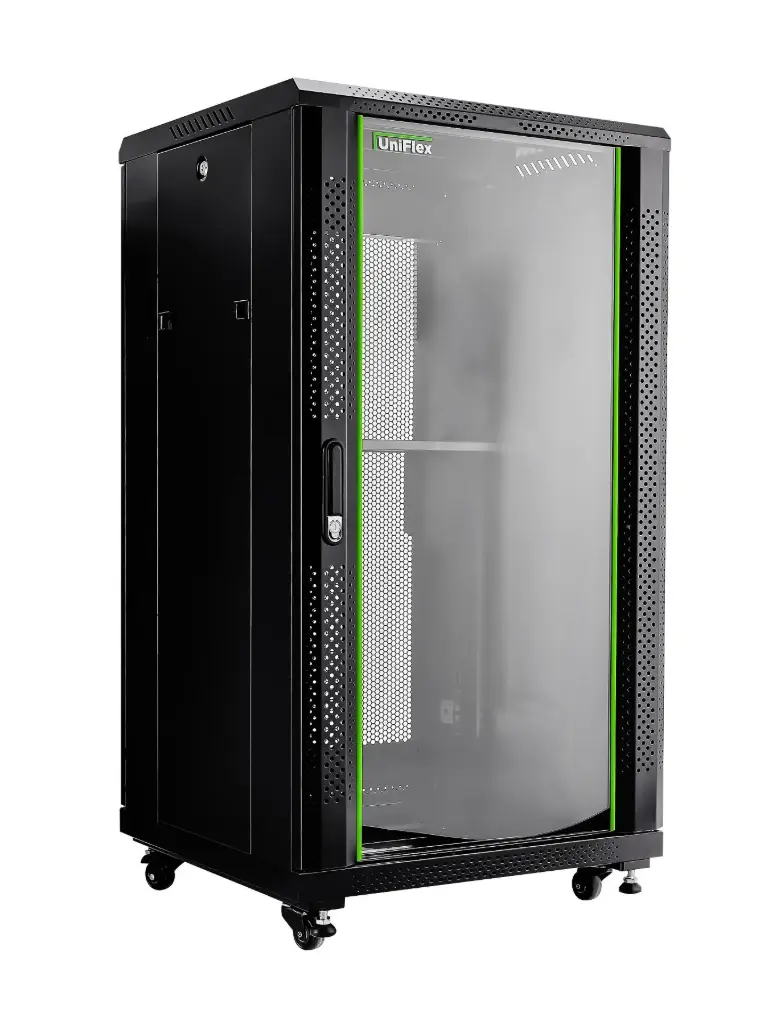 UniFlex Floor Standing Rack 27U 600*600mm with 2-fans and side locks 