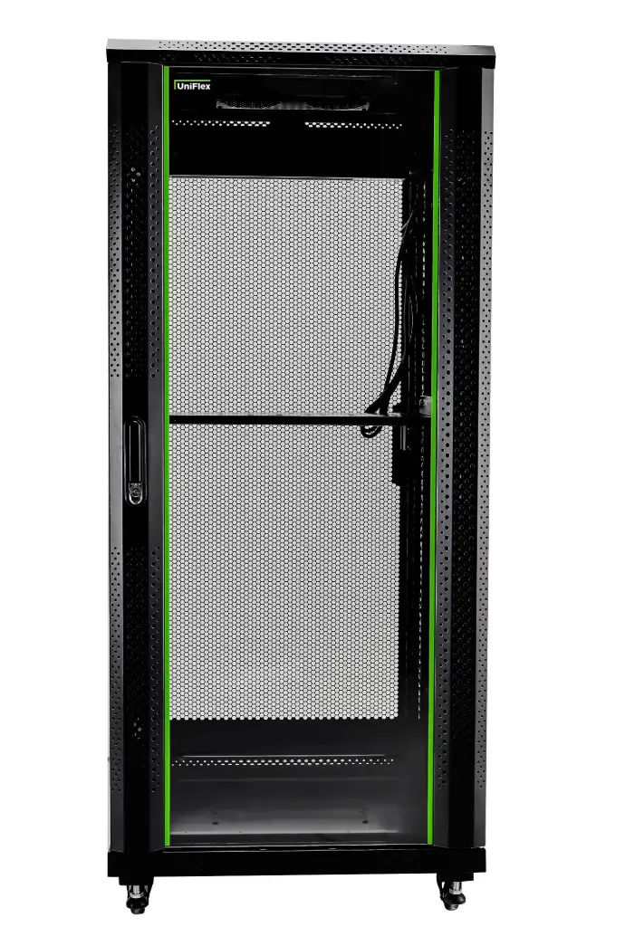 UniFlex Floor Standing Rack 42U 800*1000mm with 4-fans, side locks and vertical cable managment 