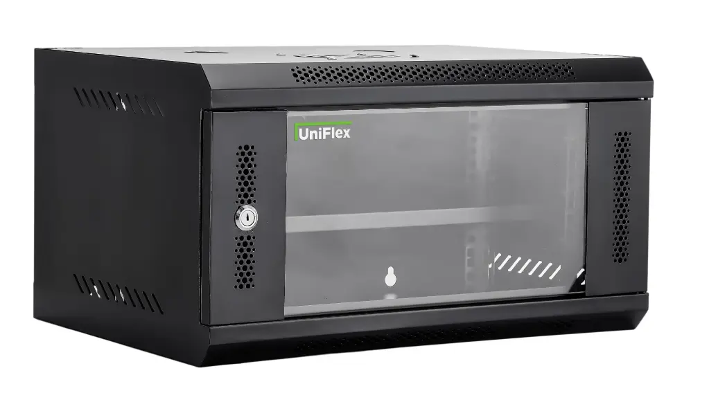 UniFlex Wall Mount Rack 6U 600*450mm with 1-fan and side locks 