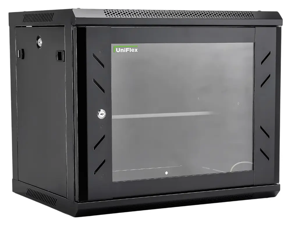 UniFlex 9U Wall Mount Rack Cabinet 600*450 mm with 1 fan with side locks 