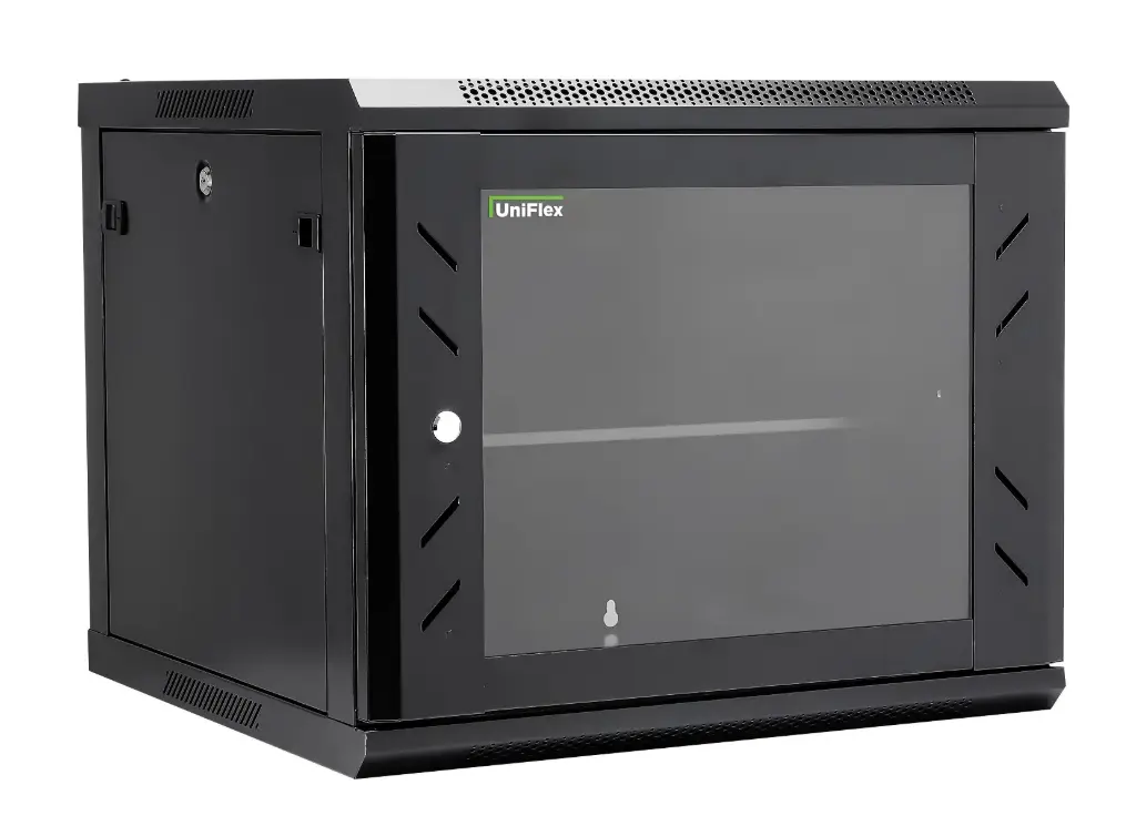 UniFlex Wall Mount Rack 9U 600*600mm with 1-fan and side locks 