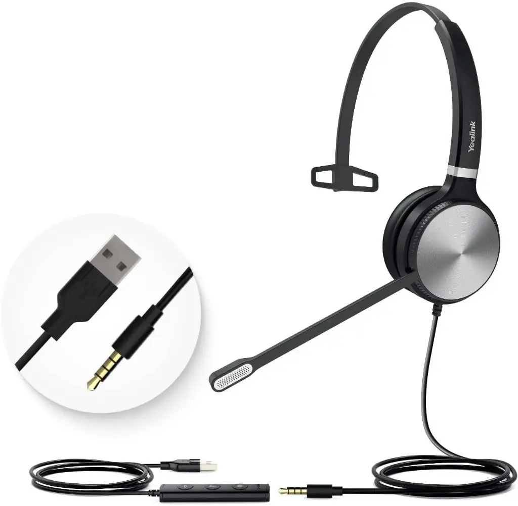 Yealink UH36 Mono Teams 3.5mm Wired Headset (single ear) 