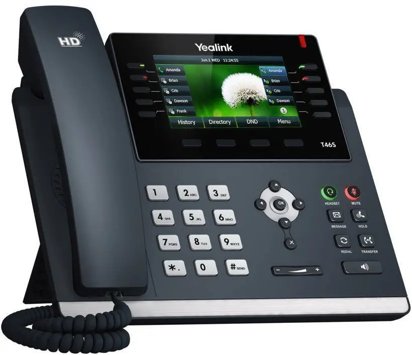 Yealink T46S IP Phone, 16 Lines. 4.3-Inch Color LCD. Dual-Port Gigabit Ethernet 