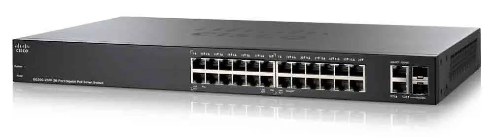 قسام شبكات 26 مدخل جيجا  Cisco SG200-26FP 26-port Gigabit Full-PoE Smart Switch