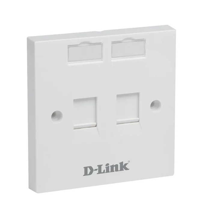 D-Link Face Plate Dule 86*86MM Square-White قطعة تركب على الحائط مدخلين شبكة