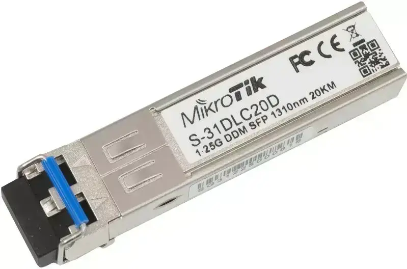 [S-31DLC20D] قطعه توصيلة الياف بصريه Mikrotik SFP/QSFP (S-31DLC20D) SFP 1.25G module
