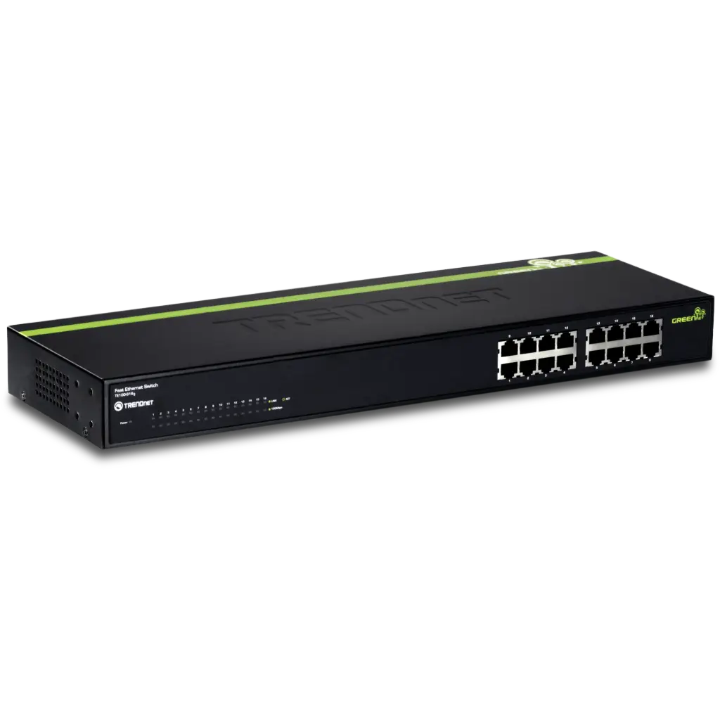 [TE100-S16G] موزع شبكة 16  مدخل 16 TRENDnet 16-Port 10/100Mbps GREENnet Switch