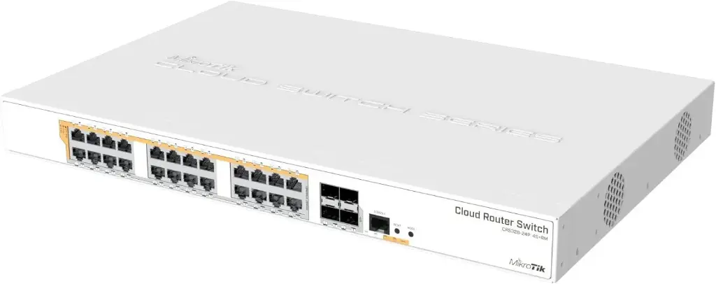 موزع شبكة داخلي وخارجي 24Pمدخل Mikrotik CRS328-24P-4S+RM 24 Port Gigabit Ethernet Router