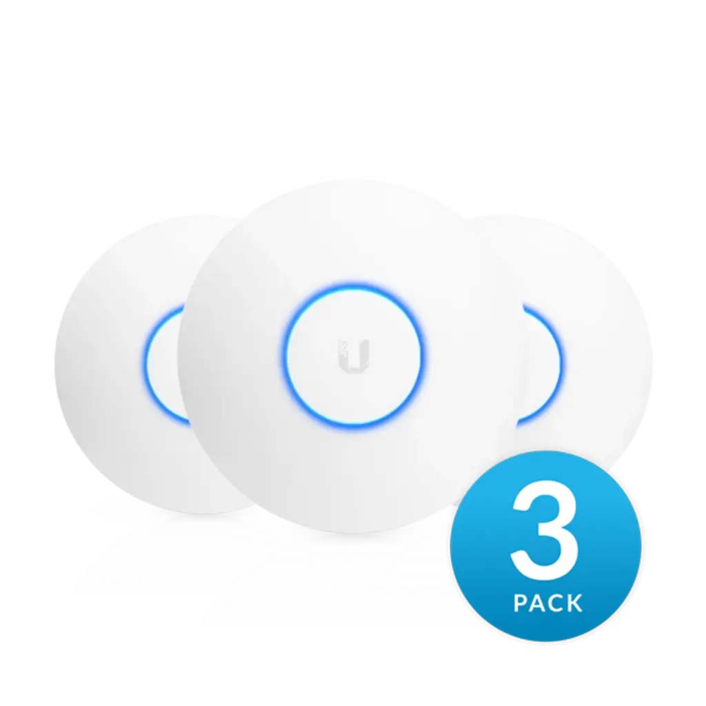 موزع شبكة لاسلكي داخلي Ubiquiti UniFi nanoHD UAP-nanoHD Wave2 4x4 MU-MIMO Enterprise AC Access Point. (3-Pack)