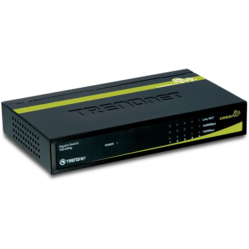 [TEG-S50G] موزع قسام شبكة 5  مداخل جيجا TRENDnet 5-Port Gigabit GREENnet Switch