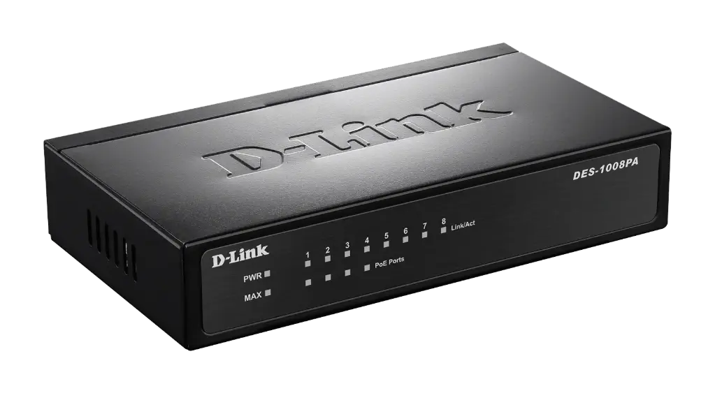 موزع قسام شبكات 8 مداخل مع 4 محول كهرباء  D-Link 8-Port Metal Desktop Switch with 4 PoE Ports