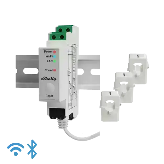 Shelly Pro 3EM 120A DIN-mountable 3-Phase Energy Meter