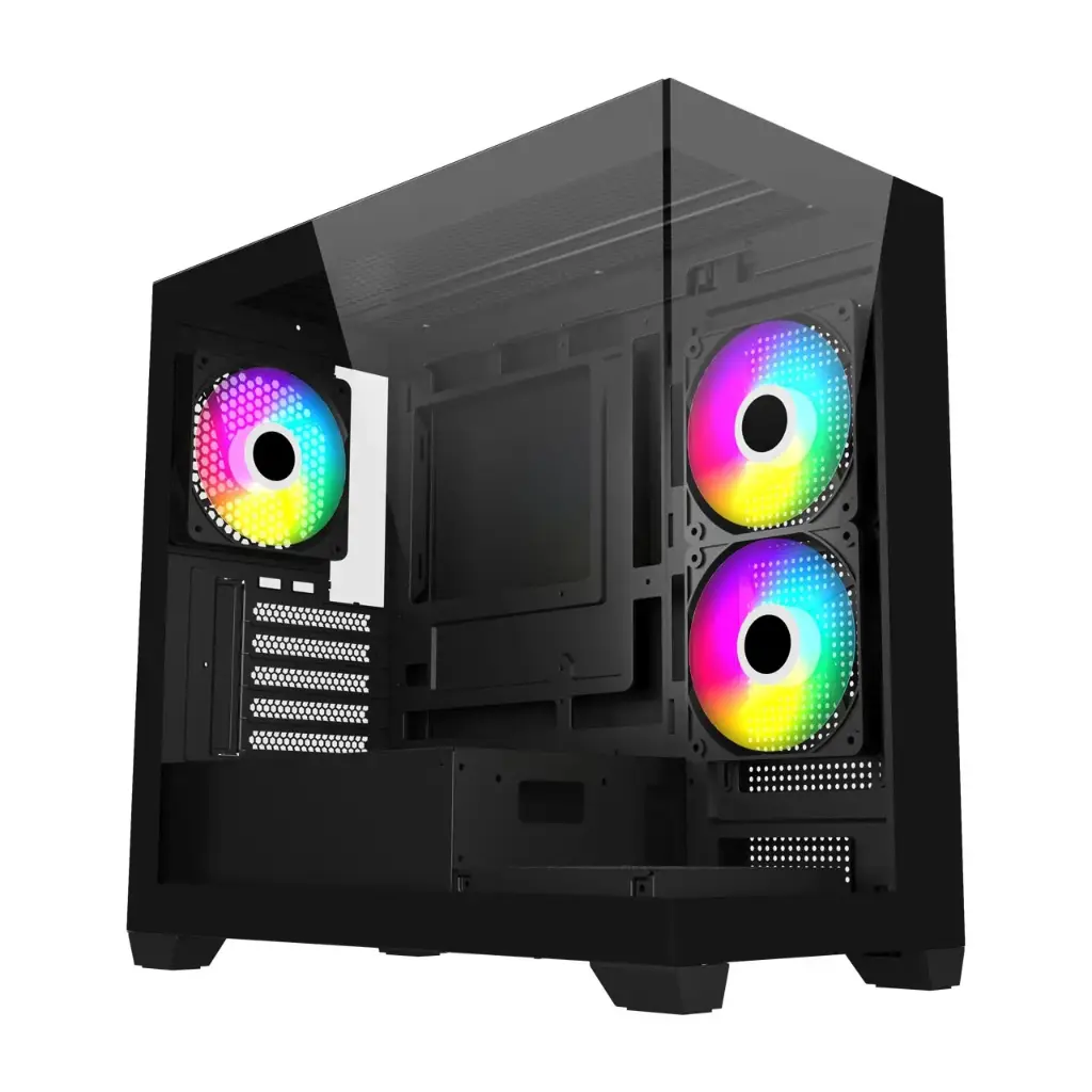 FSP S340 Tempered Glass ATX Mid Tower Gaming Case - Black