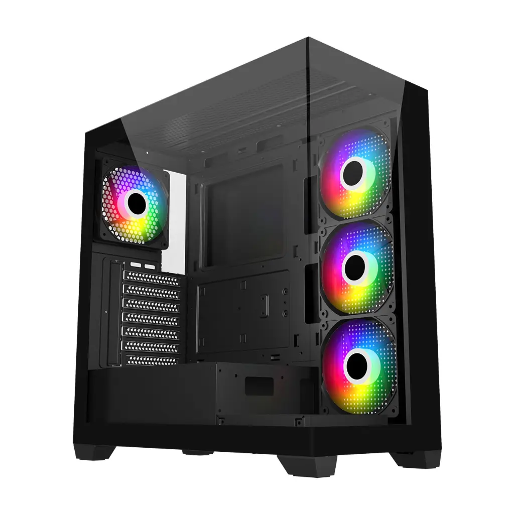 FSP M340 Tempered Glass ATX Mid Tower Gaming Case M340-BA - Black