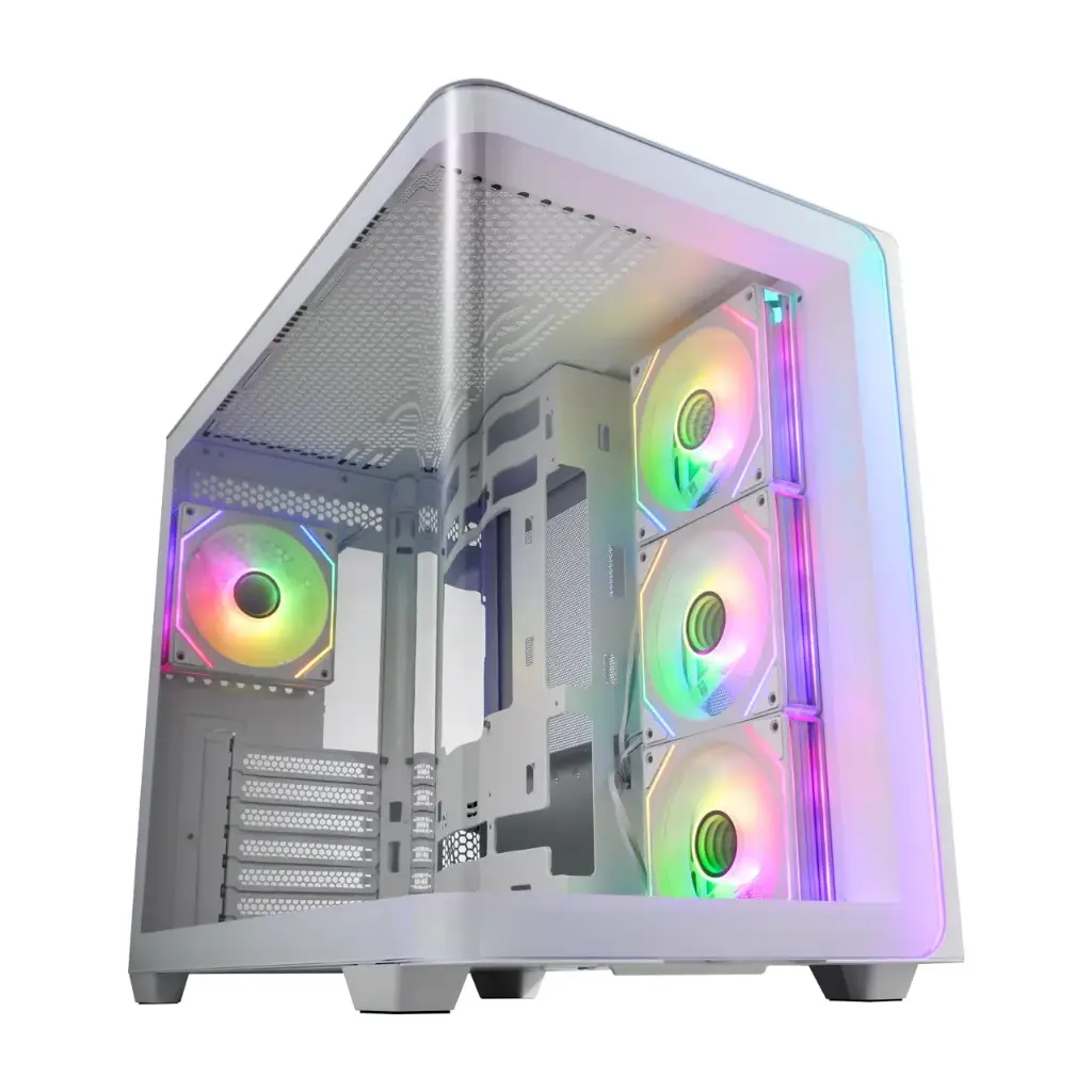[POC0000255] FSP M580 White Mid Tower ATX Case, Tempered Glass Side Panel M580-WA
