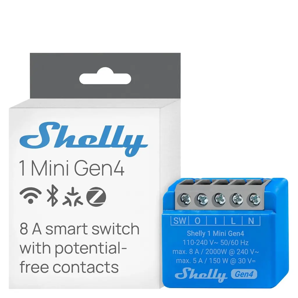 Shelly 1 Mini Gen4 Zigbee Smart Switch Matter WiFi Automated Garage Door Light