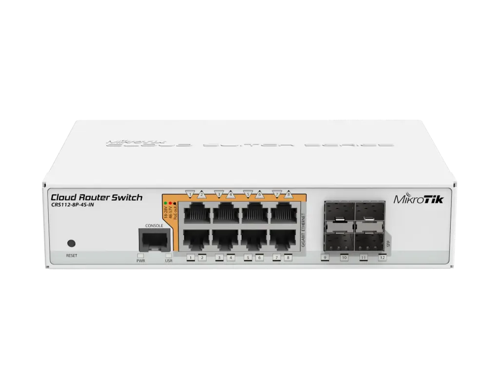 MikroTik Gigabit Ethernet Smart Switch with PoE-Out (CRS112-8P-4S-IN) 