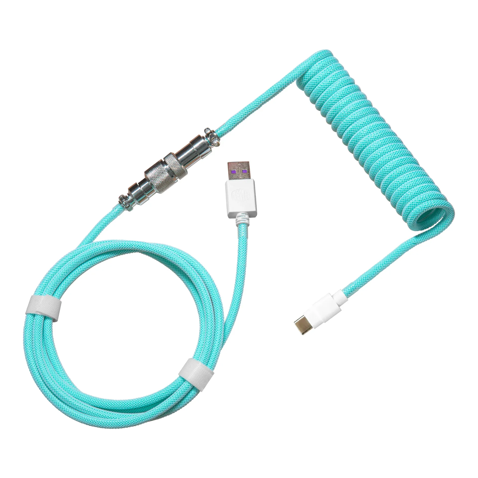 CoolerMaster Coiled Keyboard Cable - Cyan